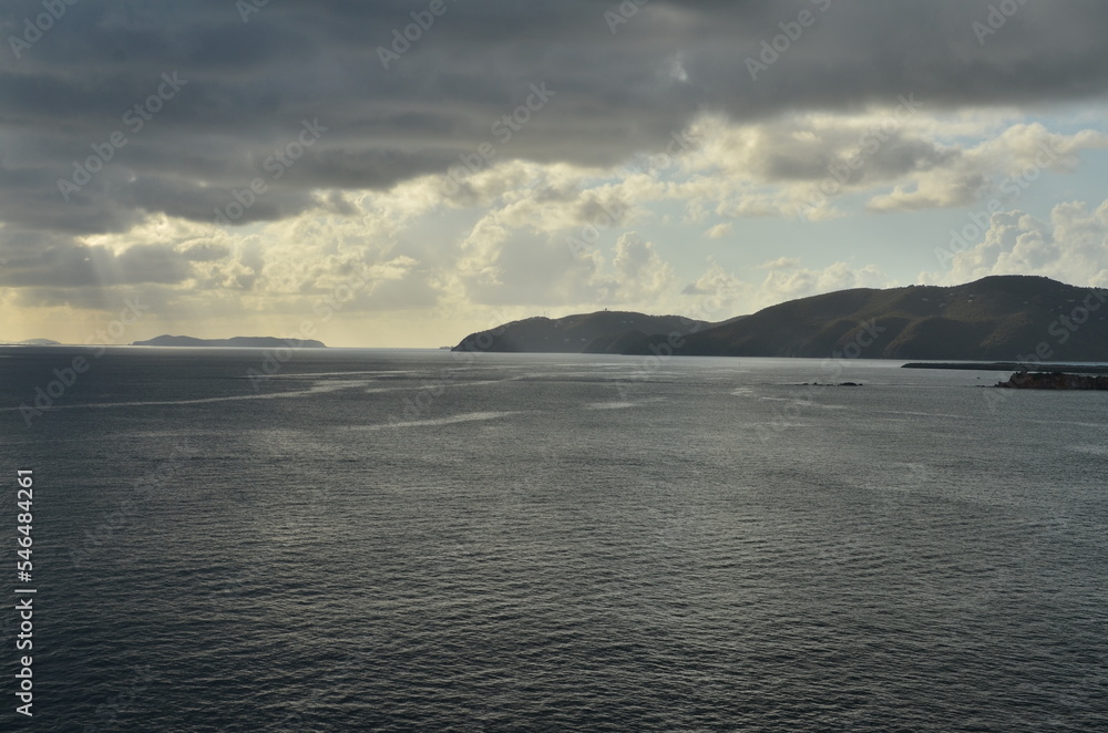 Caribic caribbian sea dark clouds Coast Horizon scenic panorama