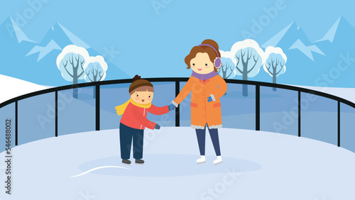 mom teaches son to skate