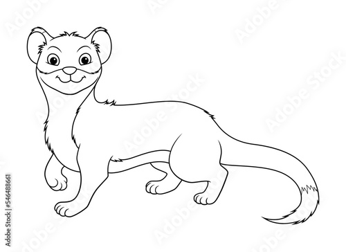 Weasel Cartoon Animal Illustration BW