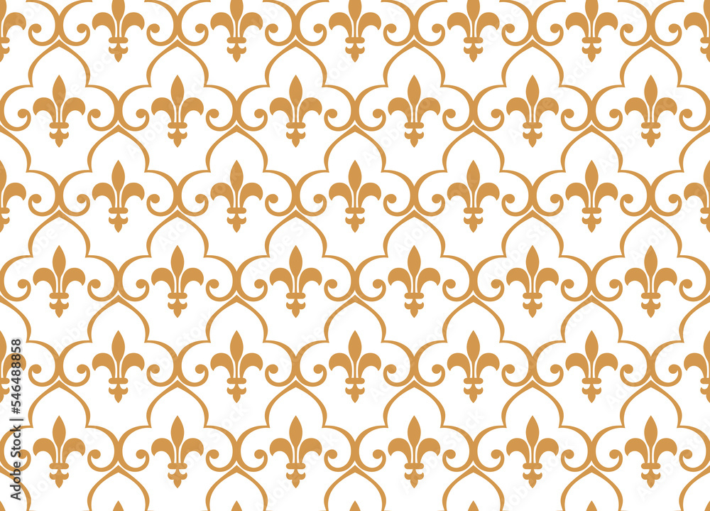 Flower geometric pattern. Seamless vector background. White and gold ornament. Ornament for fabric, wallpaper, packaging. Decorative print Flower geometric pattern. Seamless vector background. White and gold ornament. Ornament for fabric, wallpaper, packaging. Decorative print