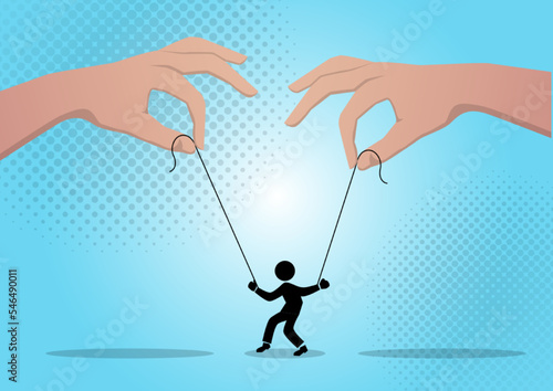 A man puppet on ropes vector illustration