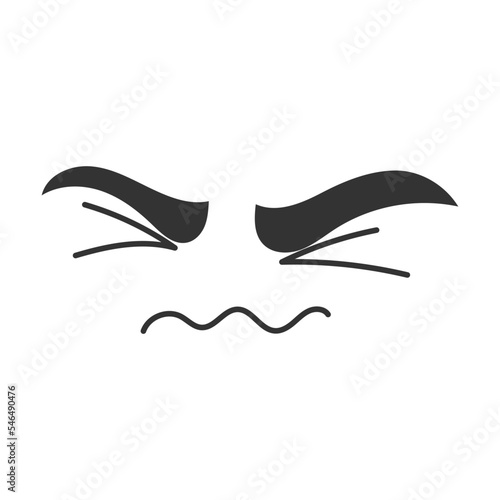 Expression of tense and scared cartoon face vector illustration. Cute, funny, angry, happy, smiling comic faces with eyes and mouth