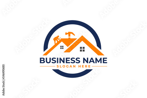 home repair, roofing, remodeling, handyman, home renovation, decor logo
