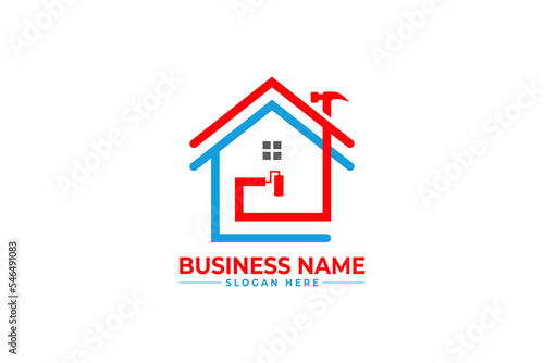 home repair, roofing, remodeling, handyman, home renovation, decor logo