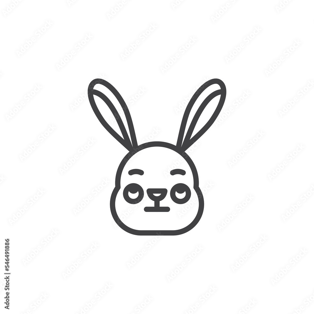 Rabbit Face with Rolling Eyes emoticon line icon