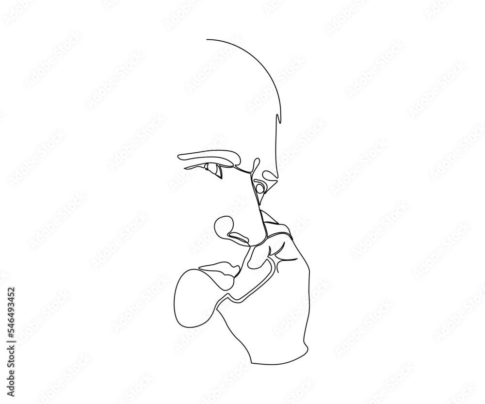 portrait of a man with a phone, hand-drawn in a minimalist style, in the technique of one line, monoline. portrait of a man with a phone, hand-drawn in a minimalist style, in the technique of one line, monoline.