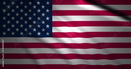 3D illustration of american flag USA background and slow motion. Realistic USA flag background. Waving american flag background. America national patriotism and celebration with banner flying.