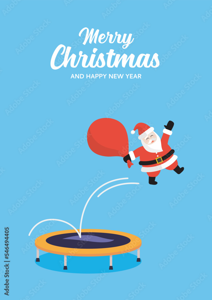 Santa Claus jumping on trampoline Santa Claus jumping on trampoline