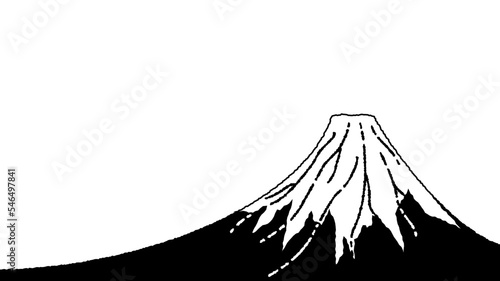 線画の富士山の風景イラスト 年賀状素材