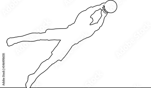 A soccer football player line design with silhouette outline of a footballer