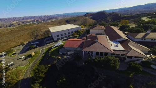 Drone shot of the Ronald Reagan Presidential Library located in Thousand Oaks California photo