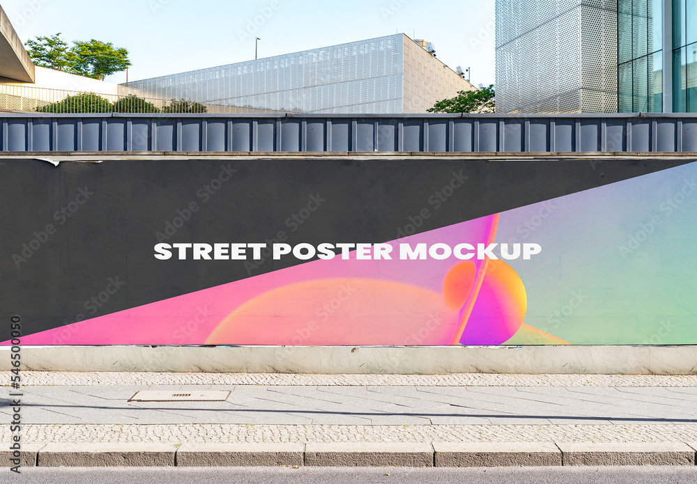 Street Outdoor Hoarding Poster City Mockup Template Stock Template ...