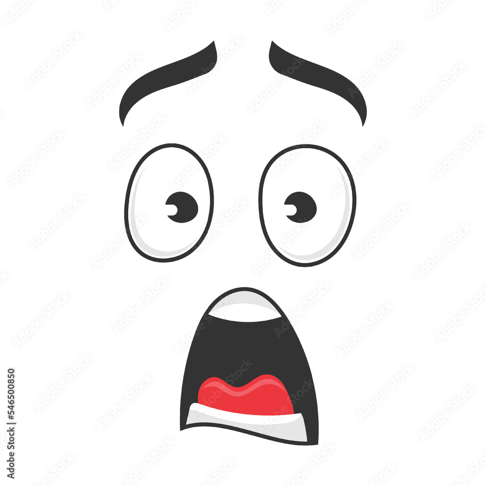 Expression Of Shock And Horror Cartoon Face Vector Illustration. Cute,  Funny, Angry, Happy, Smiling Comic Faces With Eyes And Mouth Royalty Free  SVG, Cliparts, Vectors, and Stock Illustration. Image 194612164.