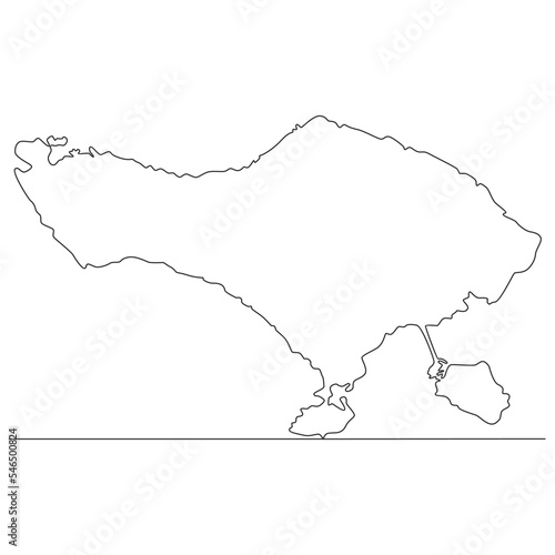 Continuous line drawing of map Bali Island Indonesia vector line art illustration