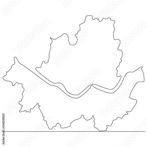 Continuous line drawing of map Seoul City South Korea vector line art illustration