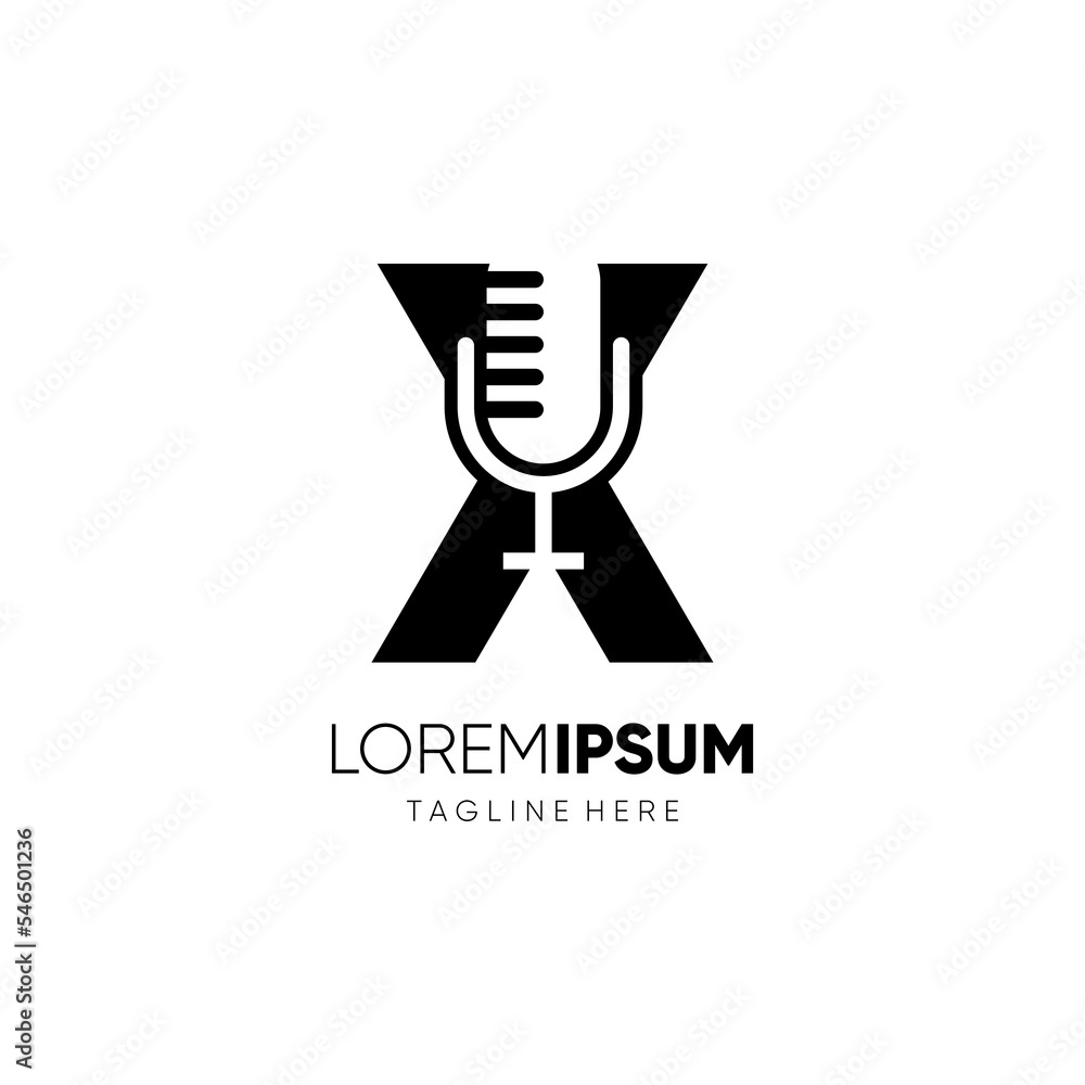 Letter X Microphone Podcast Logo Design Vector Icon Graphic Emblem Illustration Background Template Letter X Microphone Podcast Logo Design Vector Icon Graphic Emblem Illustration Background Template