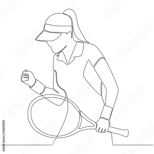 Tennis player continuous line drawing vector line art Illustration