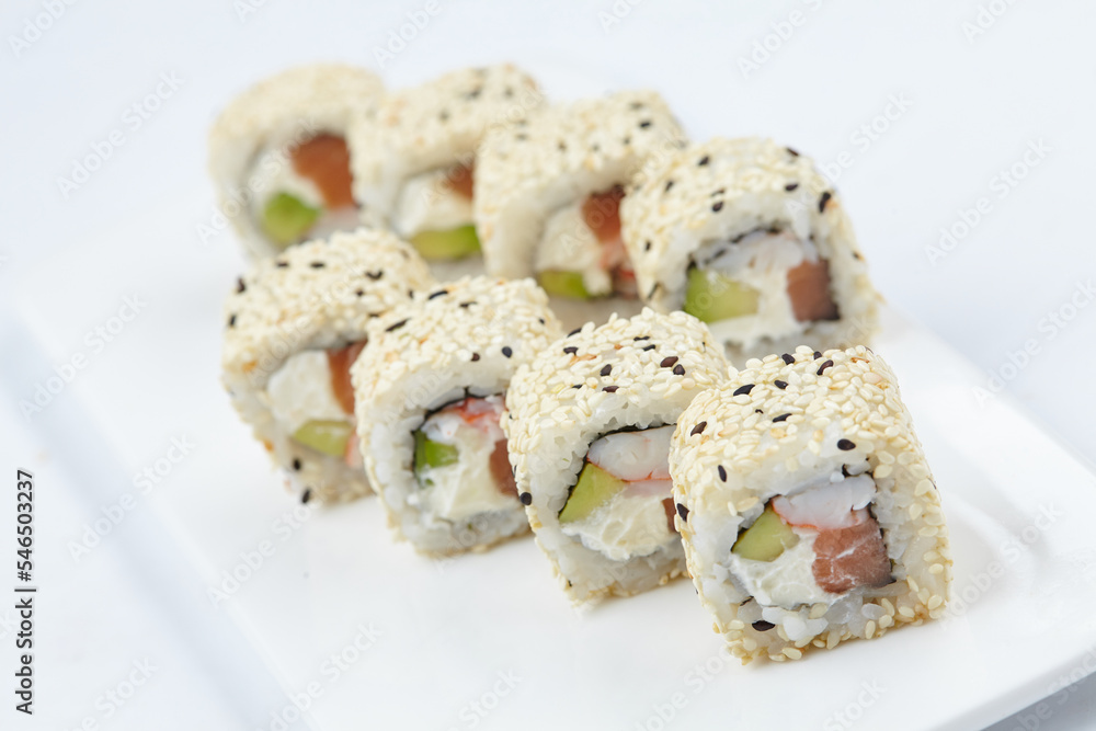tasty sushi on the white background tasty sushi on the white background