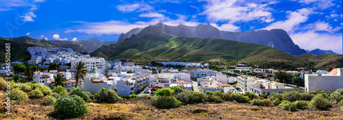 Gran Canaria (Grand Canary) island scenery - Spectacular view of Agaete  town and Puerto de las Nieves, Canary islands of Spain photo