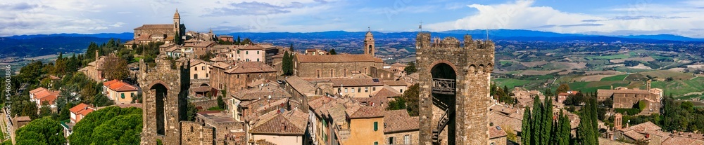 Landmarks of Italy - panorama medieval town Montalcino, famous wine region in Tuscany