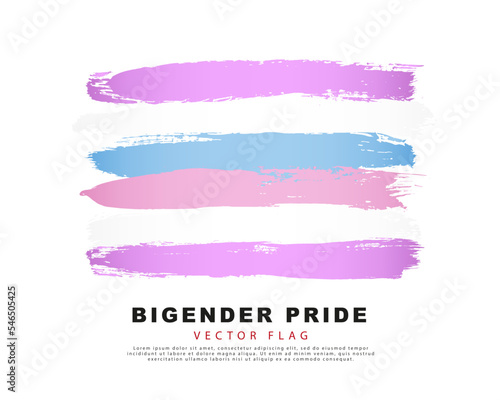 Lilac, white, blue and pink brush strokes, hand-drawn. The flag of bigender pride. Sexual identification. photo