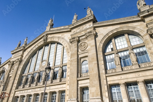 Paris, the Gare du Nord, facade of the train station in the center 
