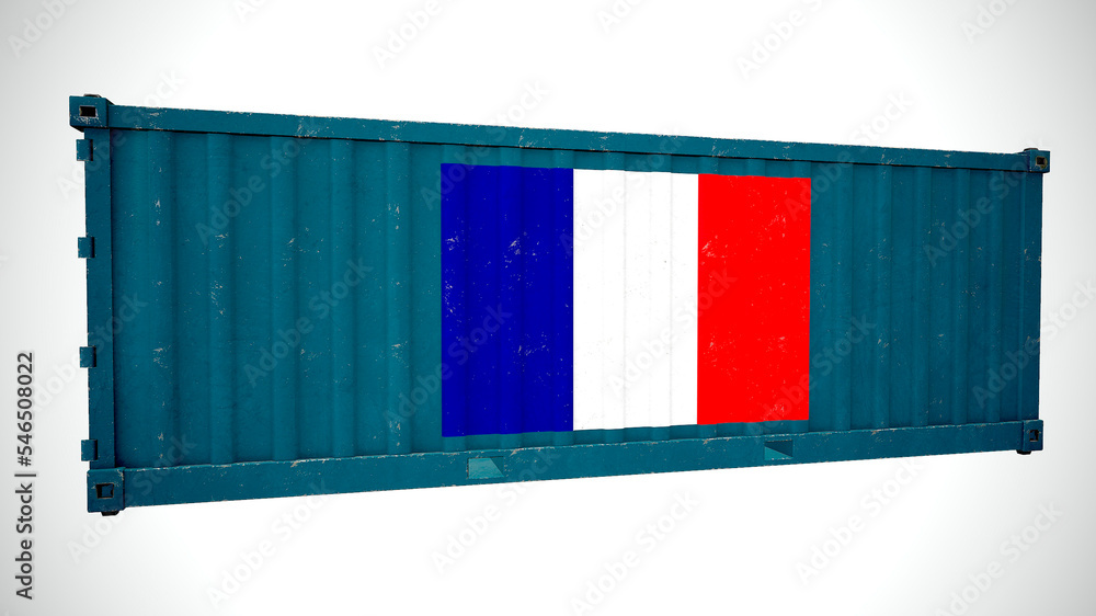 Isolated 3d rendering shipping sea cargo container textured with National flag of Clipperton island. Isolated 3d rendering shipping sea cargo container textured with National flag of Clipperton island.