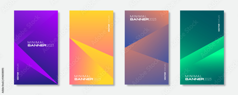 Set of colorful banners. Abstract dynamic gradient lines for business promotion, events, and social media posts. Vector template, 2023