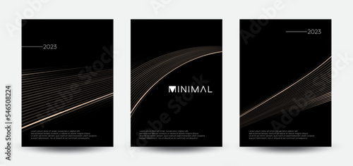Set of modern abstract cover designs. Abstract luxury wavy lines composition. Vector template, 2023