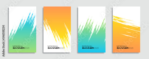 Set of colorful banner designs with brush stroke effects for business promotion, events, and social media posts. Vector template, 2023