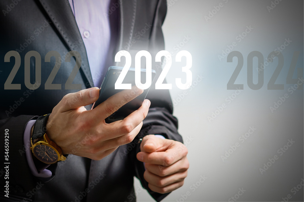 Concept of new 2023 business year with new ideas. - obrazy, fototapety, plakaty 