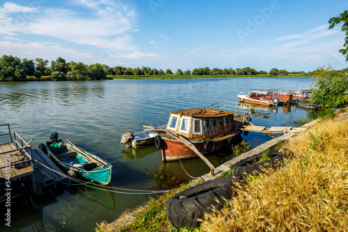 The harbor of the village Mila 23 in the Danube Delta in Romania photo