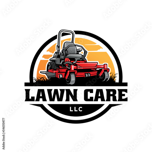 lawn mower and services illustration logo vector