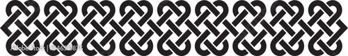 Celtic knot braided border, black. Linear border made with Celtic knots for use in designs for St. Patrick's Day.