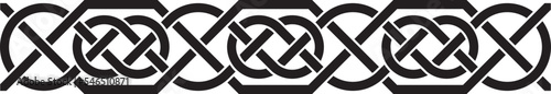 Celtic border with circles, black. Linear border made with Celtic knots for use in designs for St. Patrick's Day.