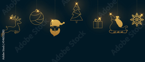 golden christmas ornaments design vector illustration