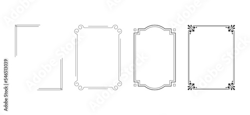 Set of Decorative simple line stroke frames vintage vector clipart designs