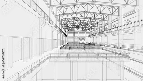 Warehouse or factory sketch