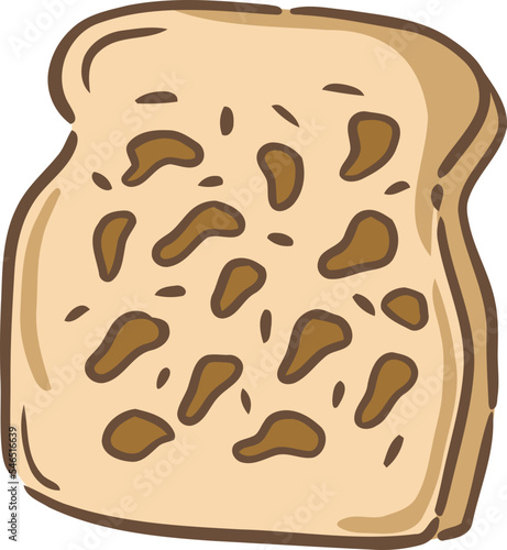 a slice of bread with chocolate sprinkles illustration