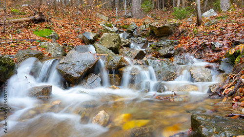 Small forest creek cascade. Long time exposure.