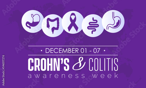 Vector illustration design concept of Crohn’s and Colitis Awareness Week observed on December 1 to 7