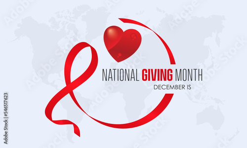 Vector illustration design concept of National Giving Month observed on every December