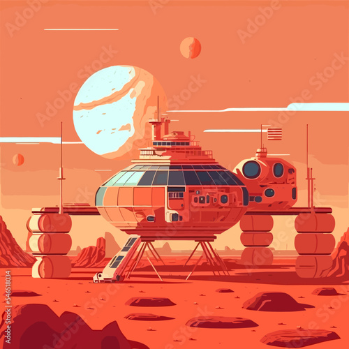 Digital illustration denoting the colonization of Mars.