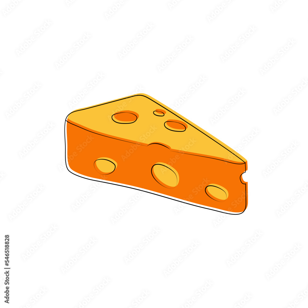 Cheese piece icon sign. Vector cartoon hand drawn illustration