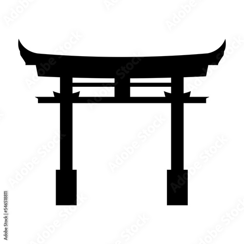 Japanese Cultural Torii Gate Shrine Minimalistic Vector - Black