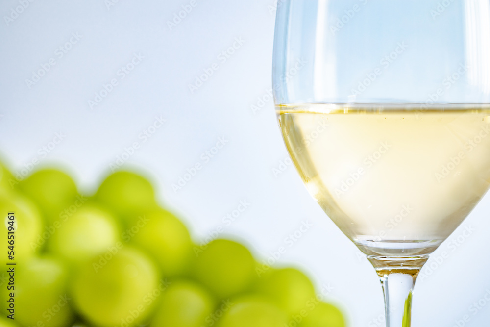 白ワインとシャインマスカット　白背景