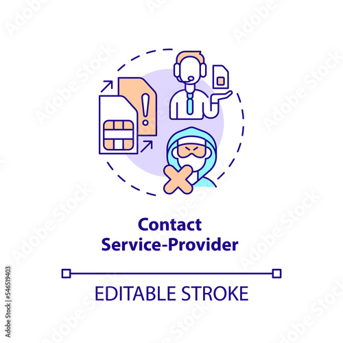 Contact service-provider concept icon. Unblock mobile network card. Cybersecurity abstract idea thin line illustration. Isolated outline drawing. Editable stroke. Arial, Myriad Pro-Bold fonts used