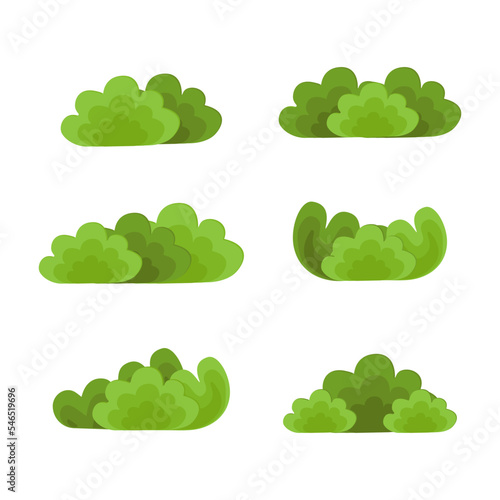 Obraz na płótnie Nature hedge, Garden green bushes. Cartoon shrub and bush vector set isolated on white background w salonie