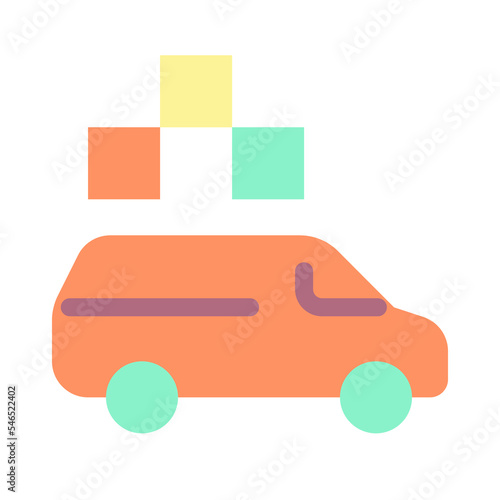 Minivan taxi flat color ui icon. Freight transportation service. Online car ordering. Simple filled element for mobile app. Colorful solid pictogram. Vector isolated RGB illustration