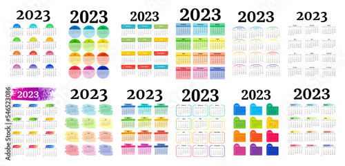 Calendar for 2023 isolated on a white background